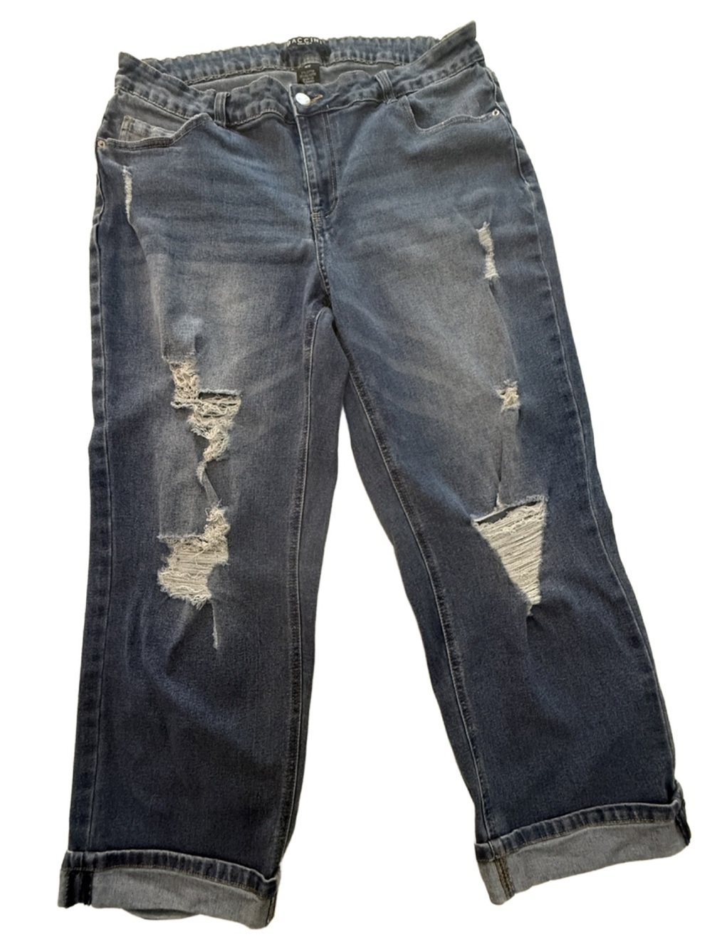 Plus Size Baccini Mid-Rise Distressed Women's Crop Jeans - Light Blue. 16W